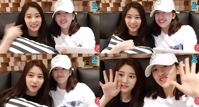 ▲ 신예 걸그룹 아이즈원(IZ*ONE)이 녹음실에서 데뷔를 예고했다.  공식 V라이브 방송 화면 캡처
