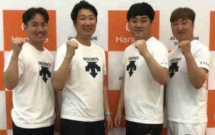 ▲ 제27회 경찰청장기 전국사격대회 남자 일반부 공기소총 단체전에서 대회신기록을 작성하며 시즌 6관왕에 오른 경기도청의 추병길, 최창훈, 정지근, 김대선(왼쪽부터). 경기도청 제공