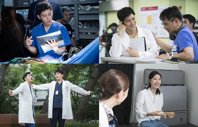▲ '흉부외과' 고수와 엄기준, 서지혜의 진지와 웃음이 오가는 촬영 현장이 공개됐다. SBS