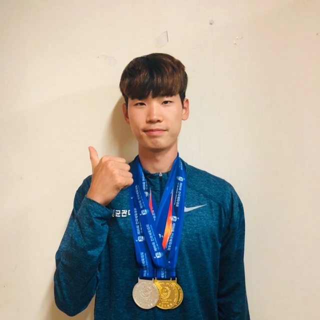 ▲ 제99회 전국체육대회 육상 남대부에서 3관왕을 달성한 성균관대 고승환