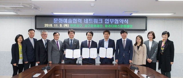 ▲ 1서구, 문화예술 협력네트워크 지원사업 업무협약