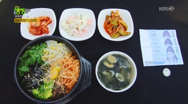 '생생정보'  '초저가의 비밀' 코너에서는 3,500원짜리 돌솥비빔밥과 7,000원에 수제돈가스와 부대찌개를 무제한으로 즐길 수 있는 식당이 소개됐다. 방송 캡처