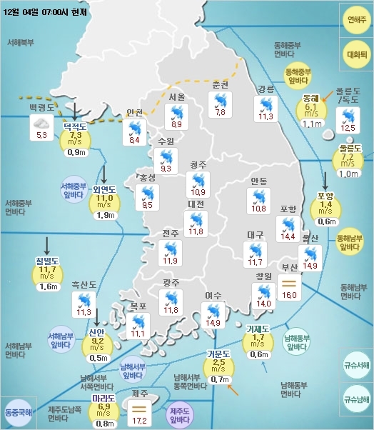 12월 4일 날씨. 기상청