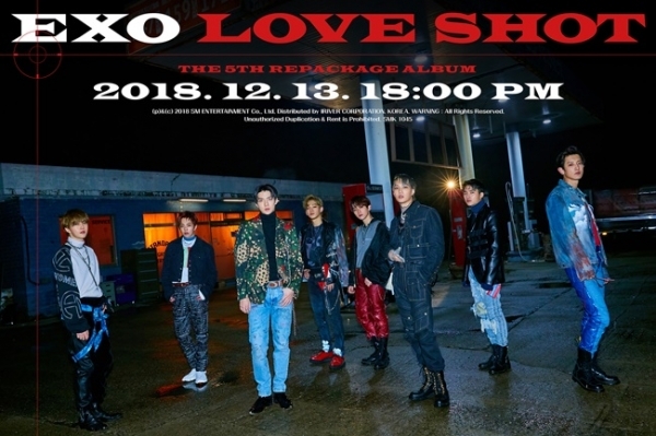 엑소 정규 5집 리패키지 'LOVE SHOT' 단체 이미지. SM엔터테인먼트