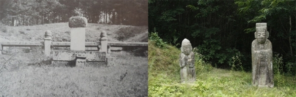 ▲ 노한의 난간석무있는 묘역, 노사신묘 석물