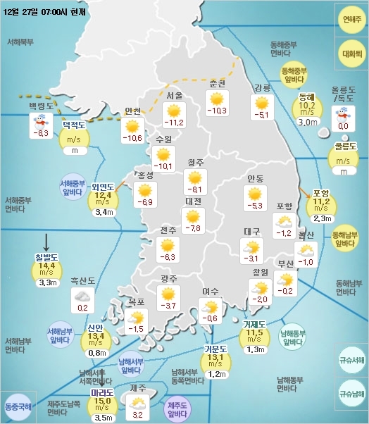 12월 27일 날씨. 기상청