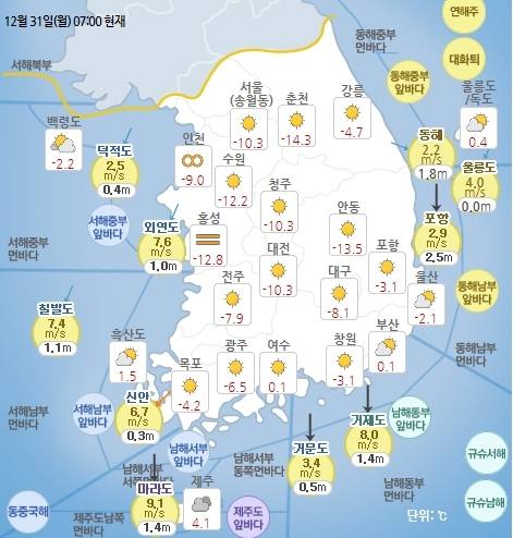 12월 31일 날씨. 기상청