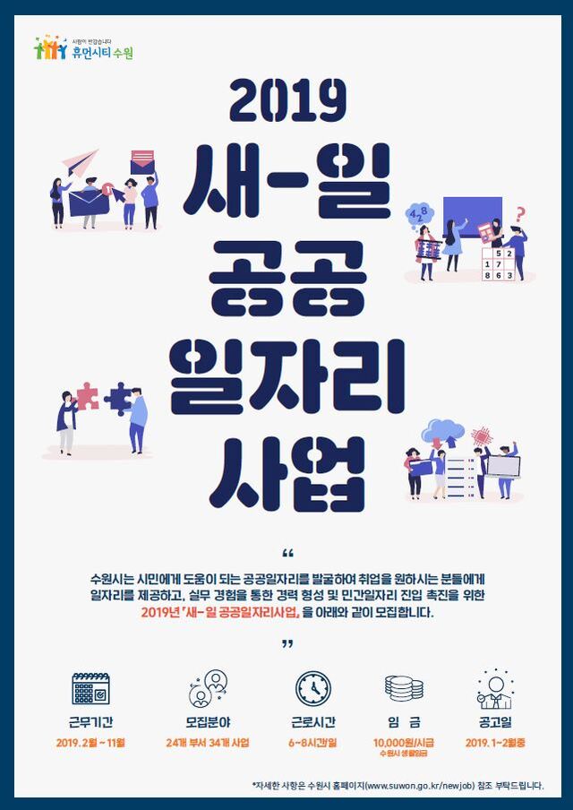 수원시가 추진하는 ‘새-일 공공일자리 사업’ 공모 홍보물. 수원시 제공