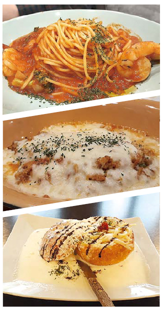 위부터 토마토스파게티, 치킨도리아, 빠네