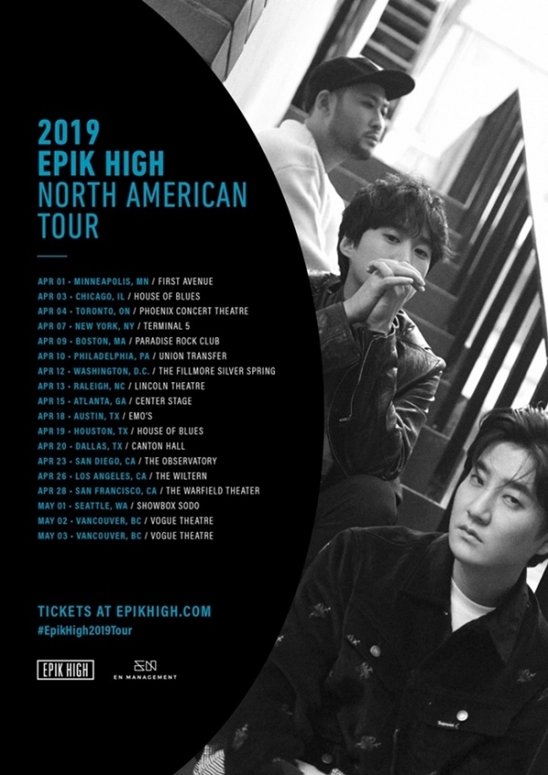 '2019 에픽하이 북미투어(2019 EPIK HIGH NORTH AMERICAN TOUR)' 포스터. 에픽하이 공식 SNS