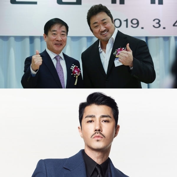 모범 납세자로 선정된 배우 마동석(위)과 차승원. 빅펀치이엔티, YG엔터테인먼트