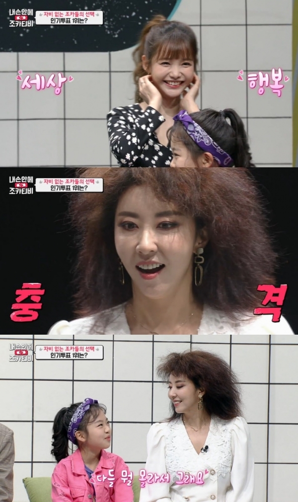 '조카티비' 하연수가 인기투표 1위를, 김완선이 0표를 받으며 꼴찌를 차지했다. 방송 캡처