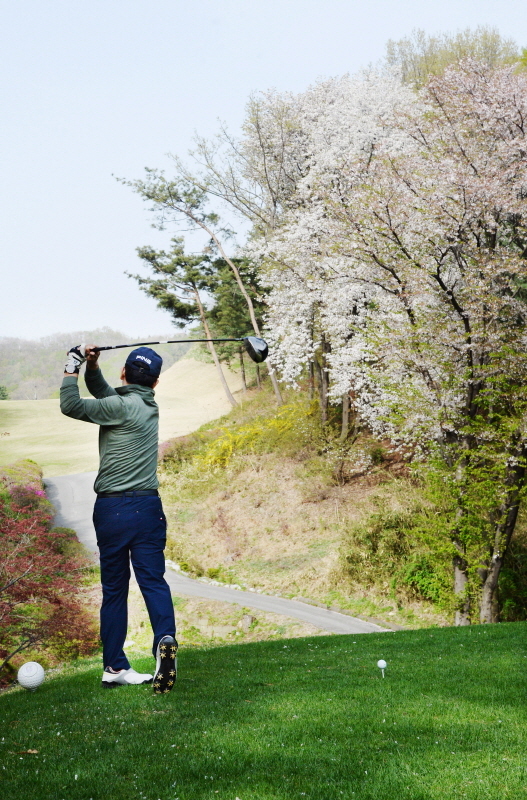 22일 용인 골드 CC에서 열린 2019 경제인 자선골프대회에 함께한 참가자들이 아름다운 필드에서 골프대회를 진행하고 있다. 윤원규 수습기자