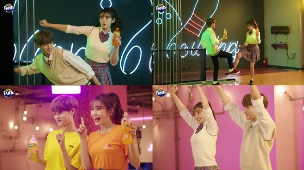 전소미 이대휘가 함께 한 환타 광고 촬영 현장. 코카콜라 환타