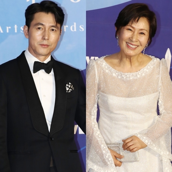 '제55회 백상예술대상' 시상식에 참석한 배우 정우성과 김혜자. 연합뉴스