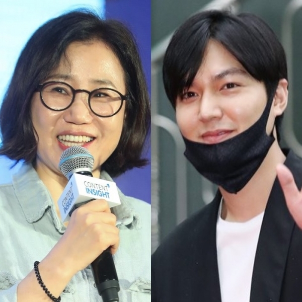 김은숙 작가(왼쪽)와 배우 이민호. 연합뉴스