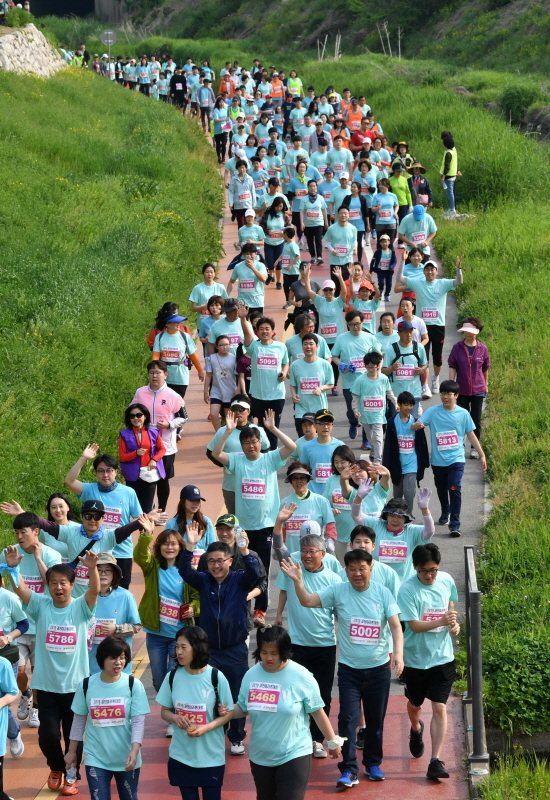12일  과천 관문체육공원에서 열린 '2019 과천마라톤대회'에서 참가자들이 양재천을 따라 달리고 있다. 이번 대회는 과천시와 경기일보가 공동 주최하고, 과천시체육회와 과천시육상연맹이 주관했다. 김시범기자