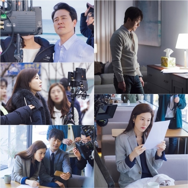 '바람이 분다' 감우성 김하늘 촬영 현장 스틸. 드라마하우스, 소금빛미디어