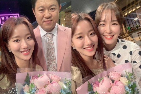 에이프릴 이나은과 김구라, 박선영 아나운서. 에이프릴 공식 인스타그램