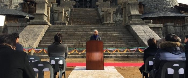 지난해 12월 '아스달 연대기' 오산 오픈세트장 상량식. 오산시 제공