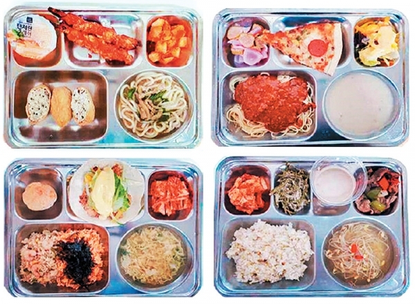 (시계 방향으로) 다시 먹는 지난달 최고 급식,  세계 음식 체험의 날, 선택 식단의 날, 저염 식단의 날
