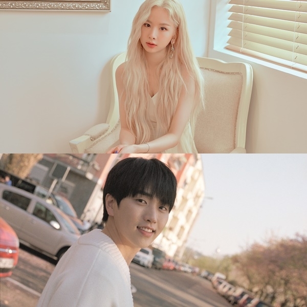 가수 솔지와 산들. '2019 MGMA'