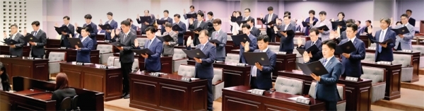 지난 2018년 제8대 인천시의회 개원식이 열리고 있다. 인천시의회 제공