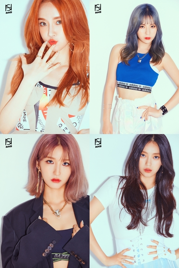 새로운 걸그룹 ANS의 로연, 담이, 달린, 리나 프로필 이미지. ANS엔터테인먼트