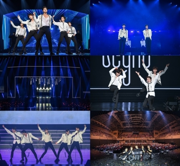 뉴이스트 해외 투어 콘서트 현장 스틸. 플레디스