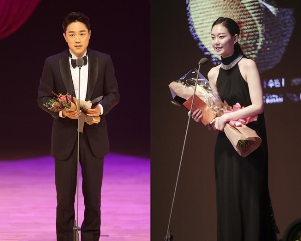 왼쪽부터 배우 태인호 이유영. 부일영화상