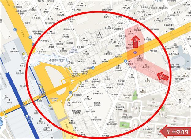 ▲ 매산시장, 매산시장 골목길 사업 조성구간. 수원시 제공