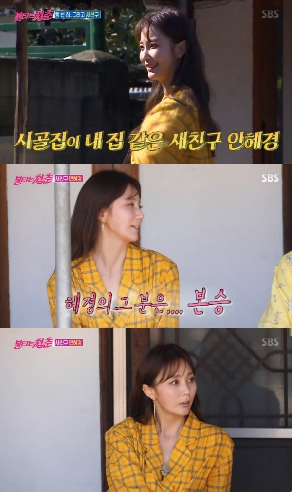 기상캐스터 출신 배우 안혜경이 '불타는 청춘' 새 친구로 등장했다. 방송 캡처