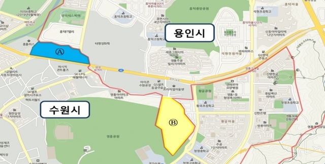 경계 조정으로 청명센트레빌아파트 단지가 있는 B구역이 수원시로 편입되고, A구역은 용인시로 편입됐다.
