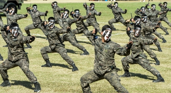 9일 오전 인천 부평구 육군 제17보병사단에서 열린 '호국문예행사'에서 17사단 수색대대가 특공무술 시범을 선보이고 있다.조주현기자