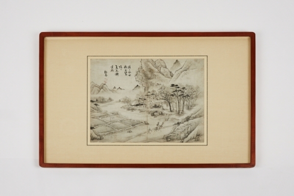 표암 강세황, 산수인물도, 18세기, 비단에 수묵, 28.0x42.0cm, 안산시(성호기념관) 소장