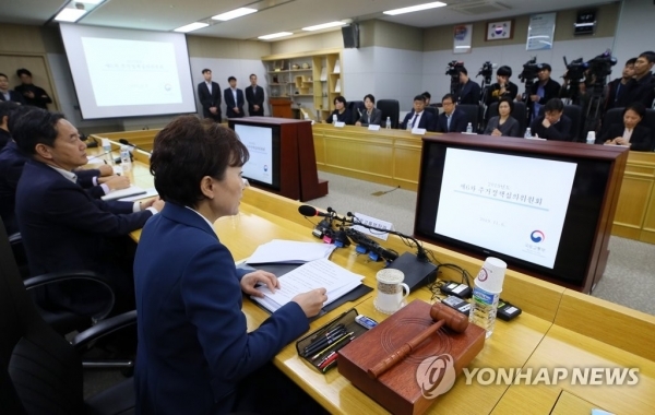 김현미 국토교통부 장관이 6일 세종시 정부세종청사 국토교통부에서 열린 주거정책심의위원회에서 모두발언하고 있다.연합뉴스