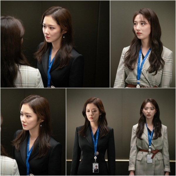 'VIP' 장나라 표예진 1대1 엘리베이터 대치 장면 현장 스틸. 더스토리웍스