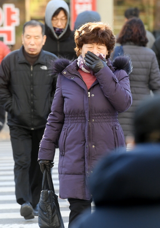 수도권지역에 한파특보와 함께 올겨울들어 가장 추운날씨를 기록한 31일 수원시내 한 거리에서 방한복으로 꽁꽁 싸맨 행인들이 걸음을 재촉하고 있다. 김시범기자