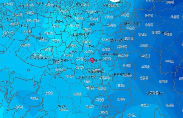 지역별 기온분포. 기상청 홈페이지