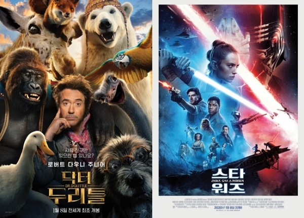 영화 '닥터 두리틀', '스타워즈: 라이즈 오브 스카이워커' 포스터. 월트디즈니컴퍼니코리아, 유니버설픽쳐스인터내셔널 코리아
