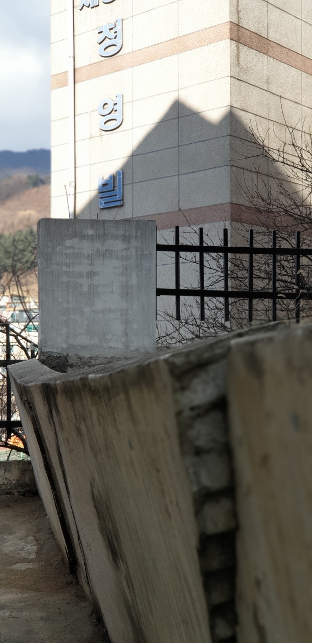 최근 빌라 건물 하중을 이기지 못해 이미 30도이상 기울어진 남양주 화도읍 A빌라 화단