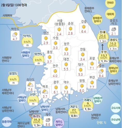 9일 날씨. 기상청