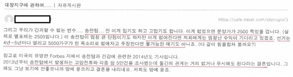 성남 대장지구 인터넷 카페 캡쳐.