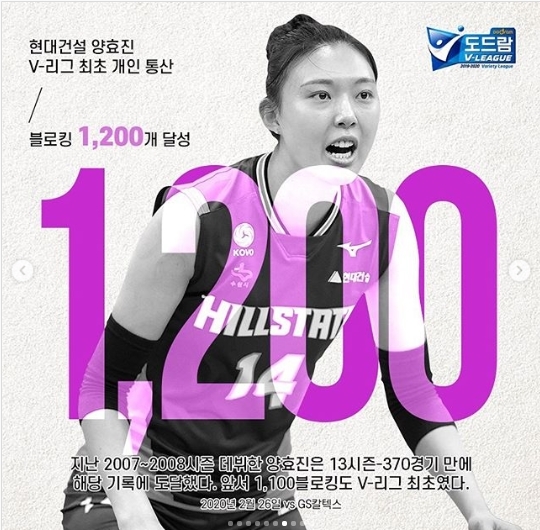 ▲ 숫자로 본 프로배구 양효진.KOVO 인스타그램 캡처