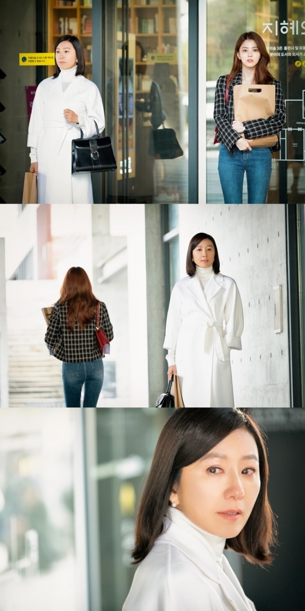 '부부의 세계' 김희애 한소희 현장 스틸.  JTBC스튜디오