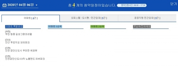 6일 청약 일정. 청약홈 홈페이지