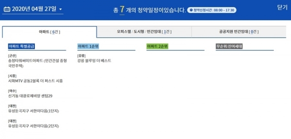 4월 27일 청약 일정. 청약홈
