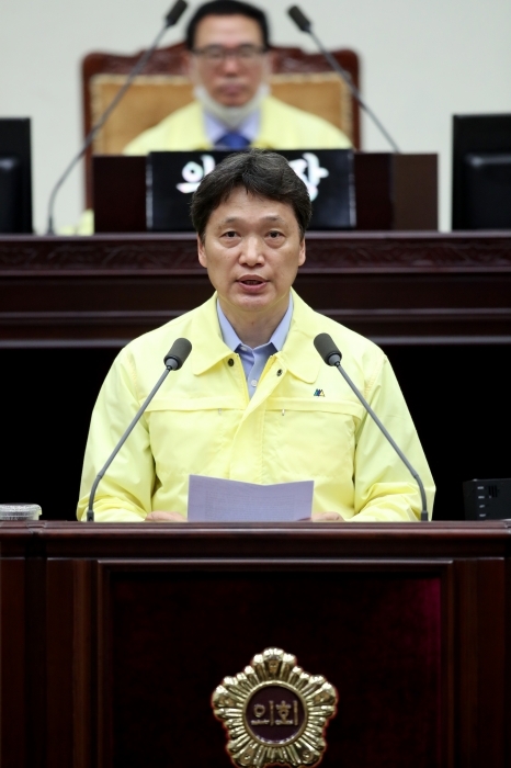 ▲ 인천시의회 산업경제위원회 소속 강원모 의원(더불어민주당·남동4)이 1일 제263회 정례회 1차 본회의에서 5분 발언을 하고 있다.인천시의회 제공