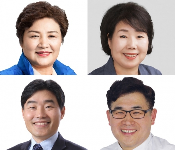 왼쪽부터 시계방향으로 강경자 기획행정위원장, 김덕심 의회운영위원장, 김운남 환경경제위원장, 문재호 건설교통위원장. 고양시의회