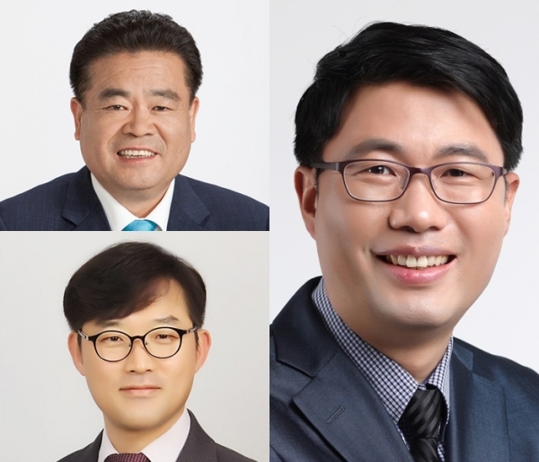 왼쪽부터 시계방향으로 이길용 의장, 이홍규 부의장, 정봉식 문화복지위원장.
